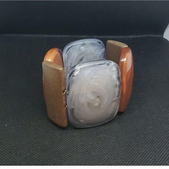 CHUNKY STRETCH Cuff Bracelet Neutrals - Picture 2 of 6